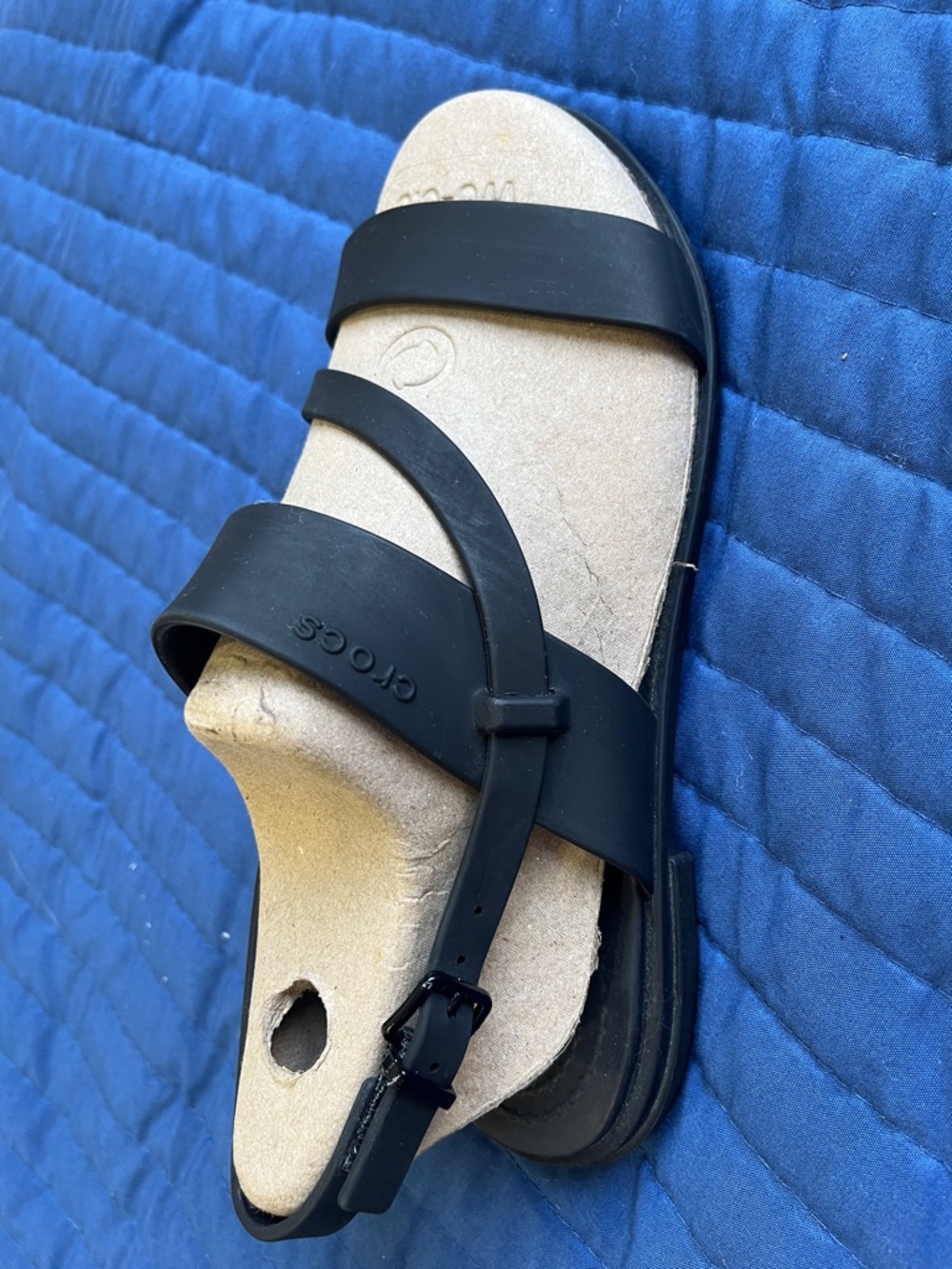 CROCS Black Strappy Slide Sandals - Picture 2 of 4